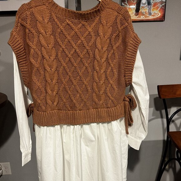 Altar'd State Morgan Sweater Cable Knit Vest Overlay Dress Womens Medium-NWT- - Picture 2 of 2